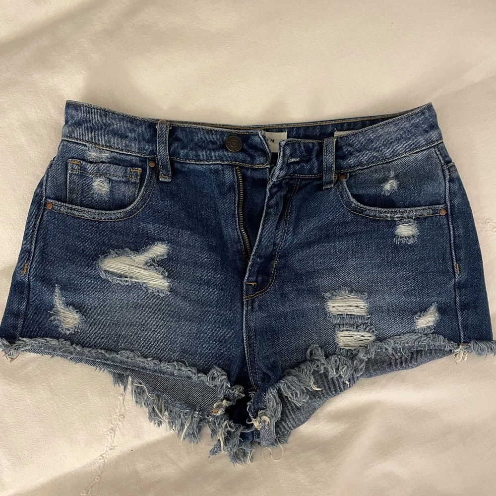 pacsun dark wash denim shorts